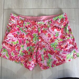Lilly Pulitzer Callahan 5" Inseam Shorts sz 0 Call me Kitty Tiger Lily Cat Women